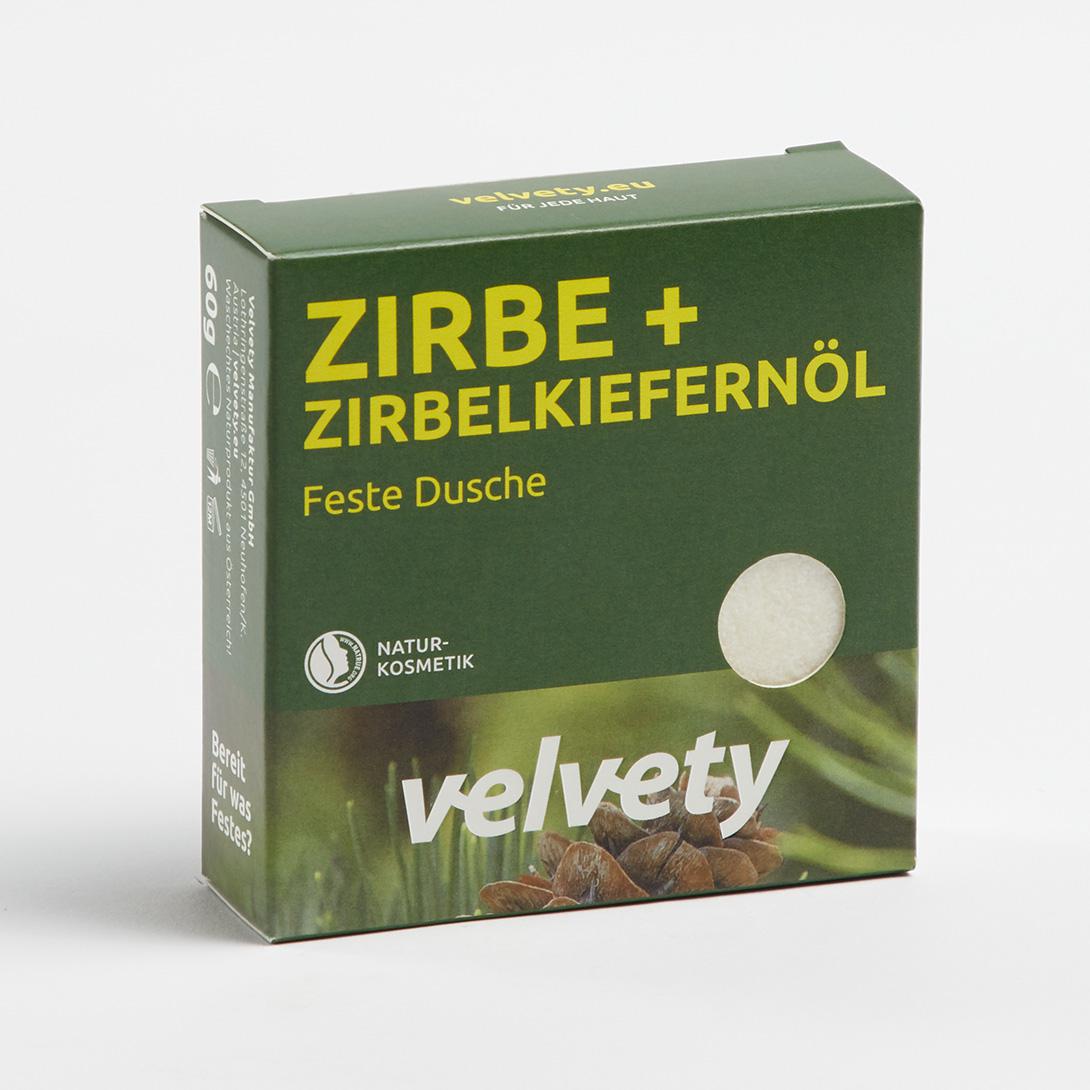 Velvety Feste Dusche Zirbe + Zirbelkiefernöl 60g NATRUE