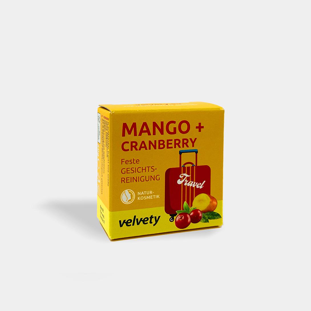 Velvety Travel Feste Gesichtsseife Mango + Cranberry 20g NATRUE